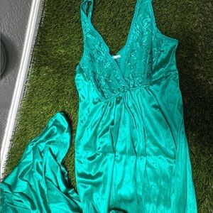Elegant Vintage Teal slip dress